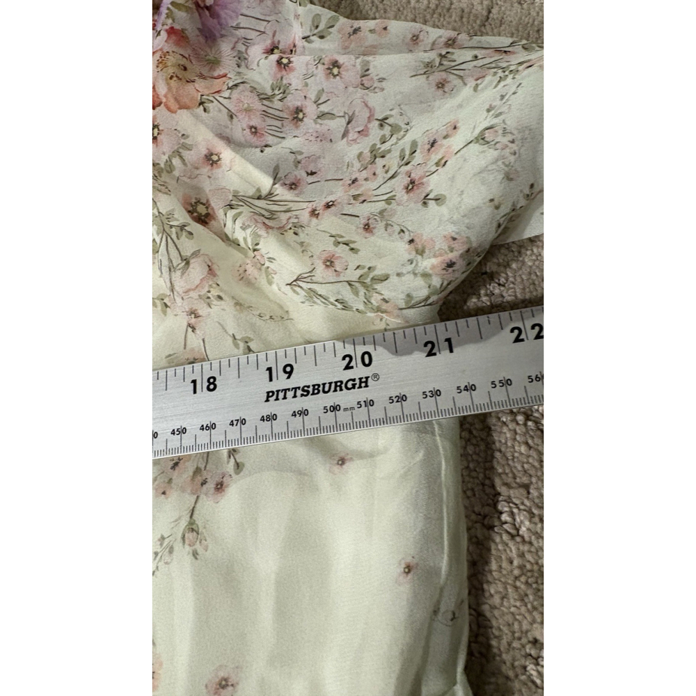 Women's Silk Floral Dress Sheer Sleeve For Wedding Guest Real Silk Life L-XL - Picture 9 of 11